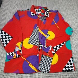 Vintage Esprit Sport Shirt Womens L Oversized 3/4 Sleeve Button Front Casual